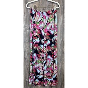 Zen Knits Tropical Floral‎ Pants Small Wide Leg Groovy Boho Festival Artsy